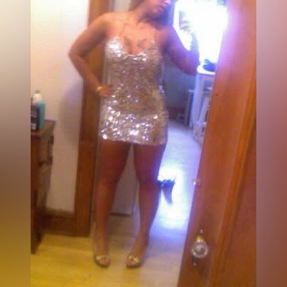 Silver Sequin Mini Dress